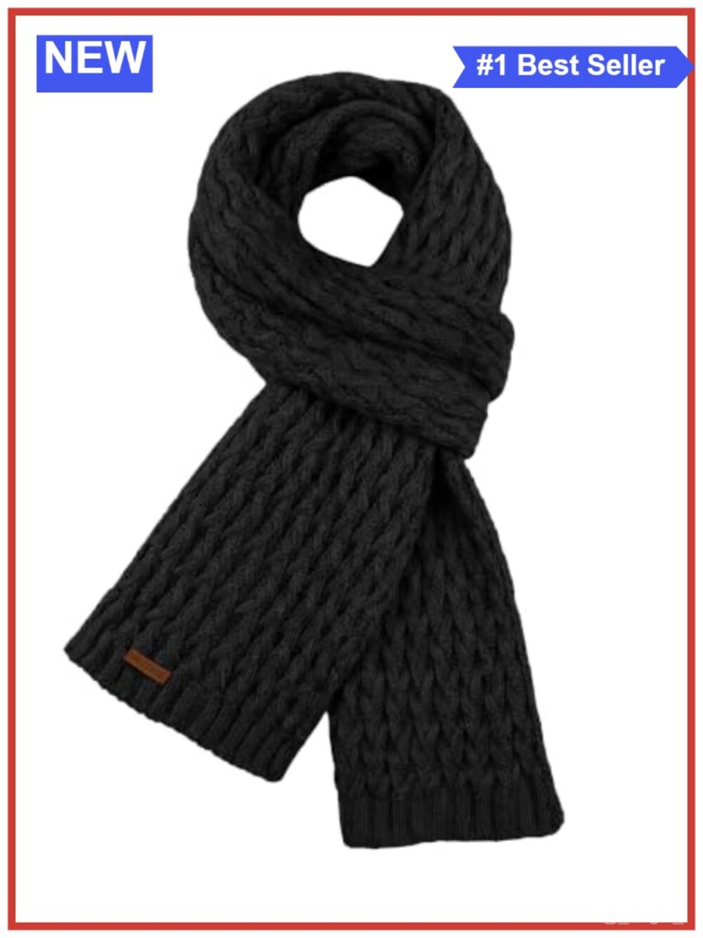 Chunky Knit Winter Scarf Ribbed Long Wrap Warm Soft Polyester